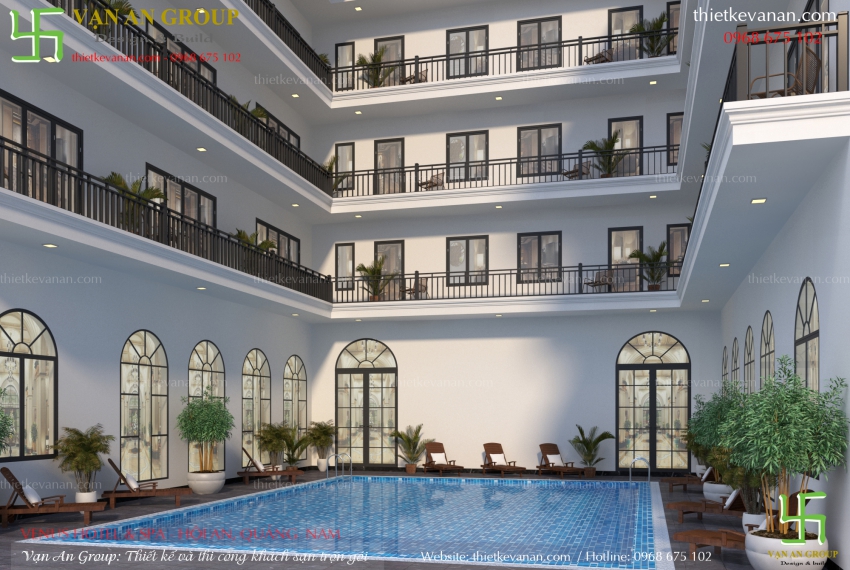 thiết kế khách sạn có bể bơi